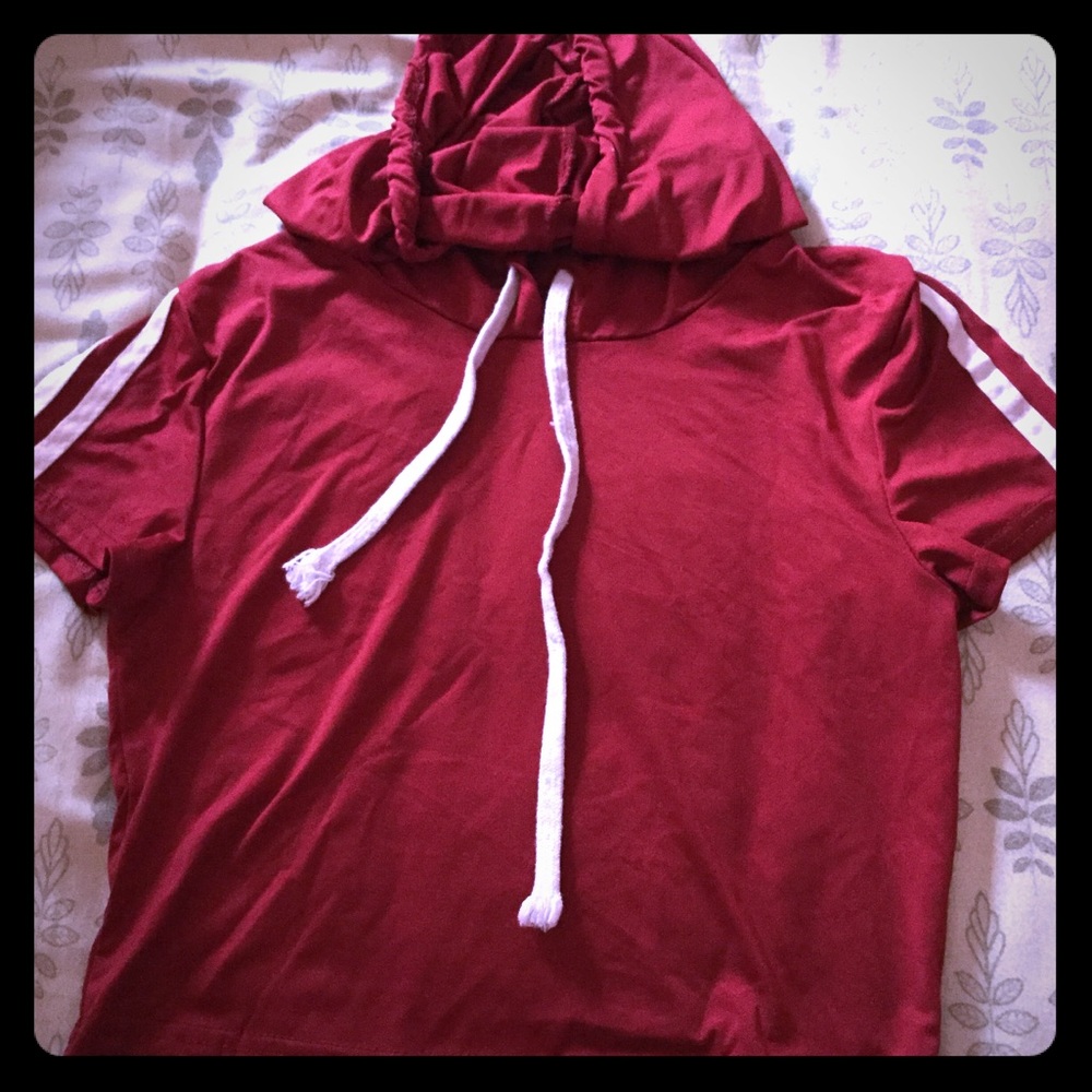 Cropped red with white stripes top